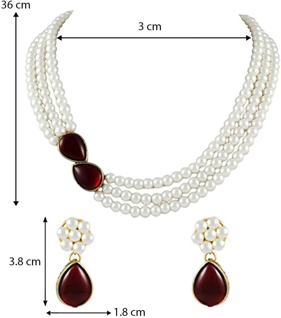Aheli Pearl Mala Blue Necklace with Earrings Gift for Women Indian Traditional Bollywood Fashion Stylish Ethnic Jewelry Set