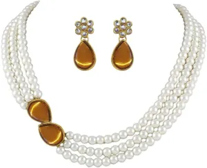 Aheli Pearl Mala Blue Necklace with Earrings Gift for Women Indian Traditional Bollywood Fashion Stylish Ethnic Jewelry Set