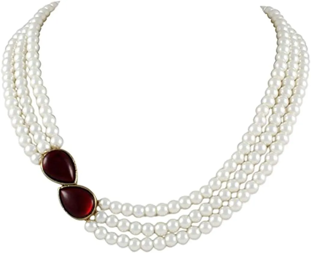 Aheli Pearl Mala Blue Necklace with Earrings Gift for Women Indian Traditional Bollywood Fashion Stylish Ethnic Jewelry Set