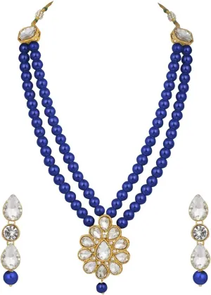 Aheli Wedding Party Faux Kundan Pendant Beaded Necklace Earrings Set Bollywood Party Indian Fashion Jewelry Gift for Women