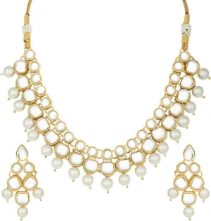 Aheli Wedding Party Indian Faux Kundan Pearl & Beads Necklace Earrings Set Ethnic Fashion Jewelry Gift for Women