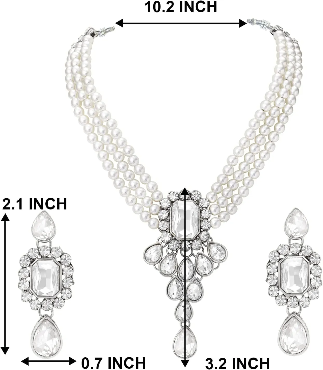 Aheli Wedding Party Kundan Pendant Beads String Necklace Earrings Traditional Ethnic Fashion Jewely Set Gift for Women