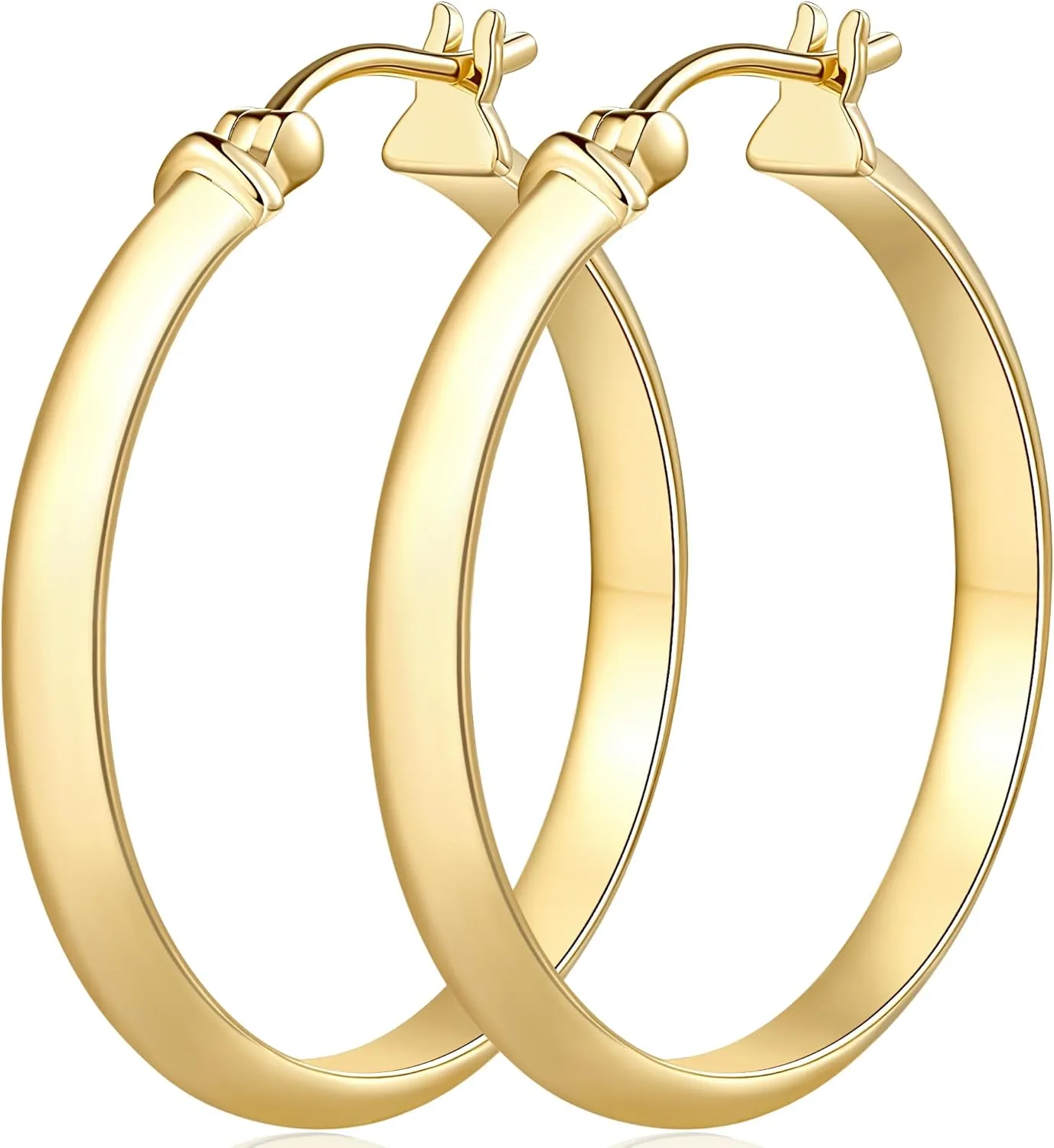 Al&Tiffy Gold Hoop Earring 14K Gold Big Hoop Earrings Minimalist Bulging Large Earrings for Women Jewelry 30 mm