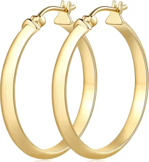 Al&Tiffy Gold Hoop Earring 14K Gold Big Hoop Earrings Minimalist Bulging Large Earrings for Women Jewelry 30 mm