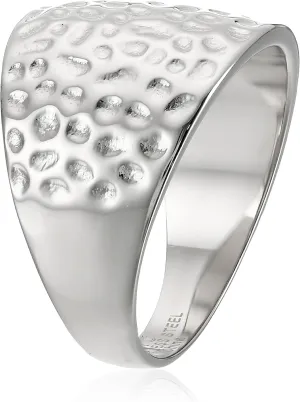 Amazon Collection Women's Stainless Steel Hammered Texture Ring