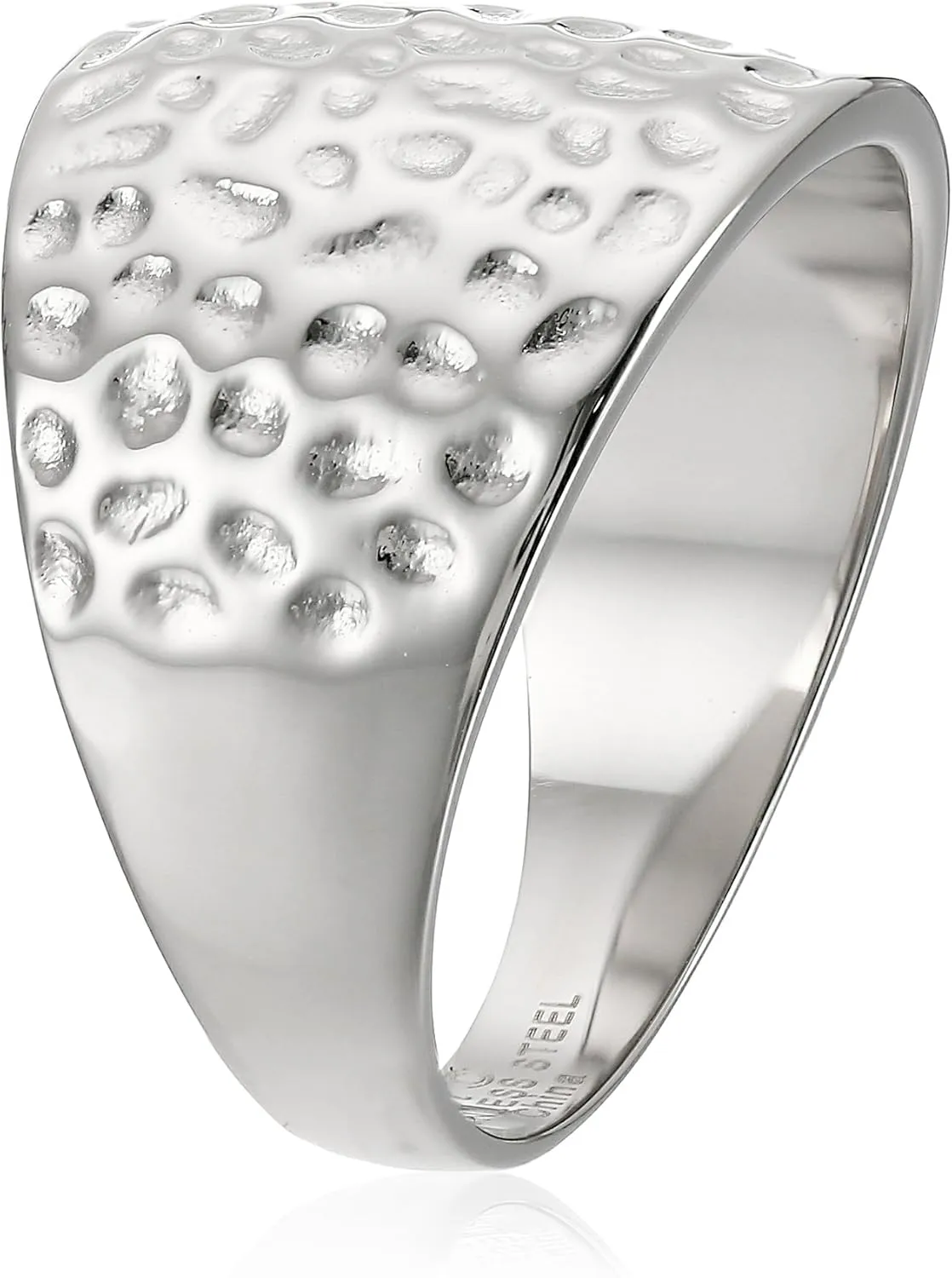 Amazon Collection Women's Stainless Steel Hammered Texture Ring