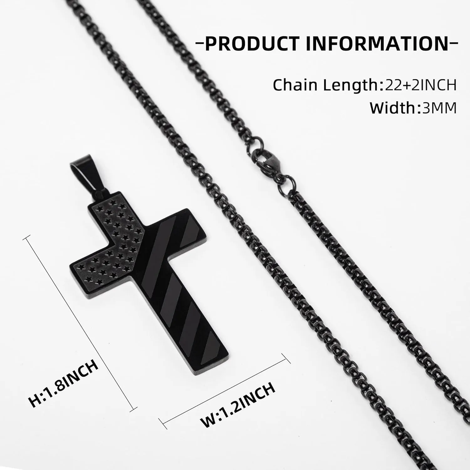 American Flag Cross Necklace for Men.Father's Day Cross Necklace Gifts for Husband Dad Grandpa Son.Graduation Birthday Gifts.Stainless Steel Bible Verse Flag Pendant Necklaces