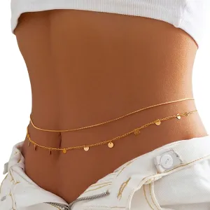 Ammiko Metal Waist Chain Belts for Women Fashion Adjustable Body Belly Belt for Dresses Jeans Jewelry