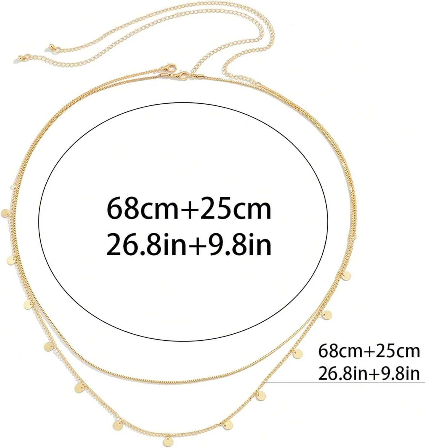 Ammiko Metal Waist Chain Belts for Women Fashion Adjustable Body Belly Belt for Dresses Jeans Jewelry