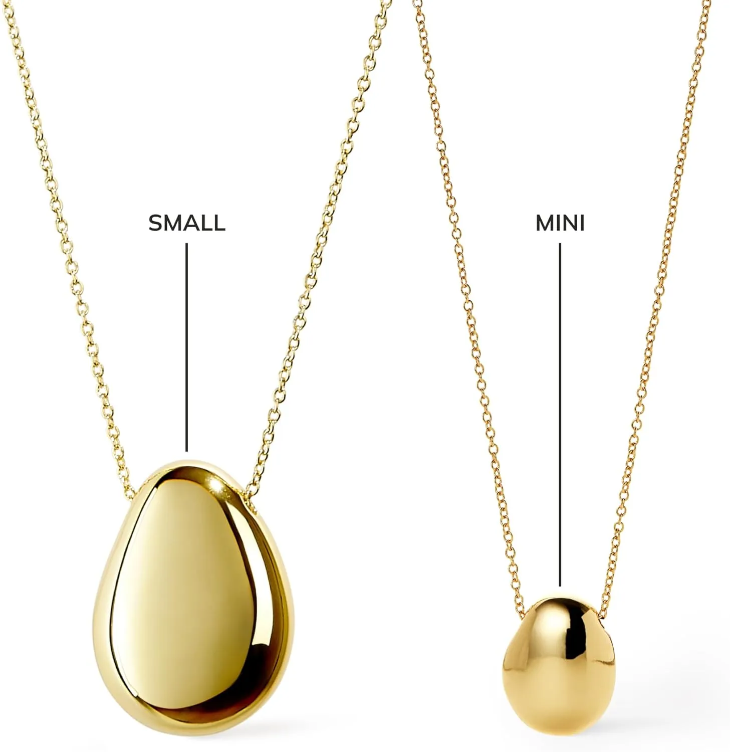 Ana Luisa Pebble Pendant Necklace for Women - 14K Gold Plated and Silver Rhodium Plated Trendy Small & Mini Teardrop Necklace with Lobster Clasp - Hypoallergenic, Water-Resistant, Tarnish-Free Jewelry