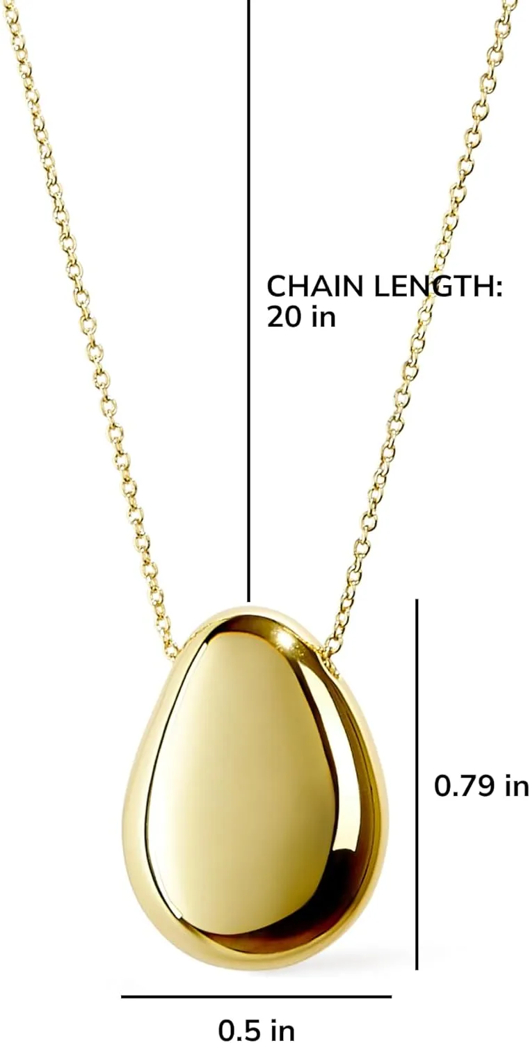 Ana Luisa Pebble Pendant Necklace for Women - 14K Gold Plated and Silver Rhodium Plated Trendy Small & Mini Teardrop Necklace with Lobster Clasp - Hypoallergenic, Water-Resistant, Tarnish-Free Jewelry