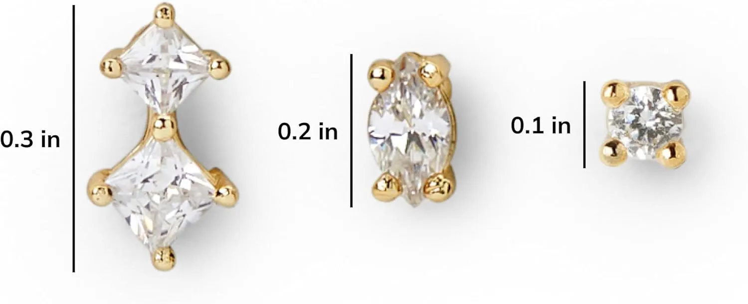 Ana Luisa Stud Earrings for Women Trendy - 14K Gold Plated and Silver Rhodium Plated Earring Studs - X Studs, Bow & Cubic Zirconia Styles - Hypoallergenic Water-Resistant Tarnish-Free Dainty Earrings