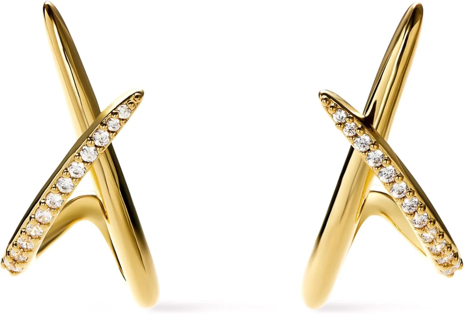 Ana Luisa Stud Earrings for Women Trendy - 14K Gold Plated and Silver Rhodium Plated Earring Studs - X Studs, Bow & Cubic Zirconia Styles - Hypoallergenic Water-Resistant Tarnish-Free Dainty Earrings