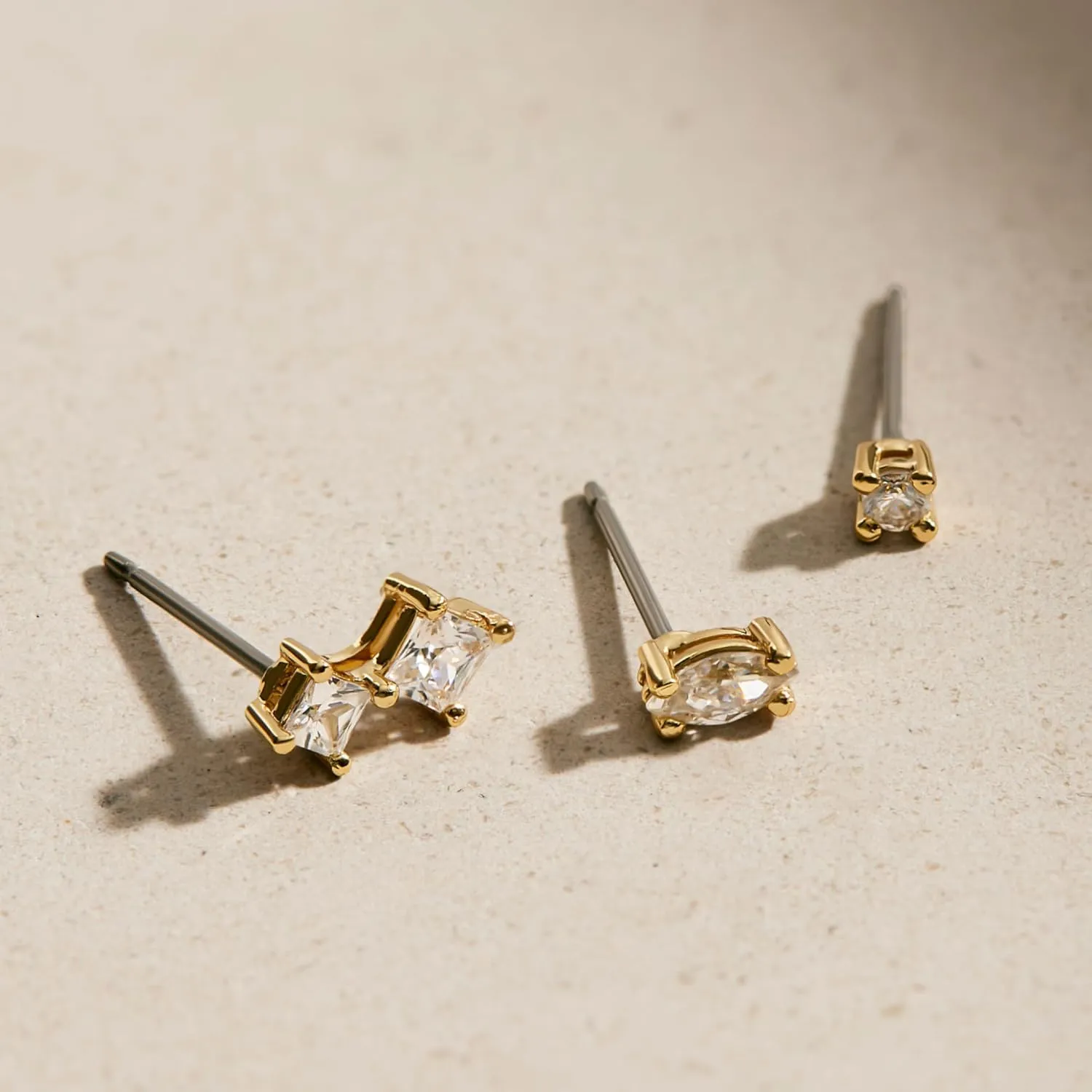 Ana Luisa Stud Earrings for Women Trendy - 14K Gold Plated and Silver Rhodium Plated Earring Studs - X Studs, Bow & Cubic Zirconia Styles - Hypoallergenic Water-Resistant Tarnish-Free Dainty Earrings