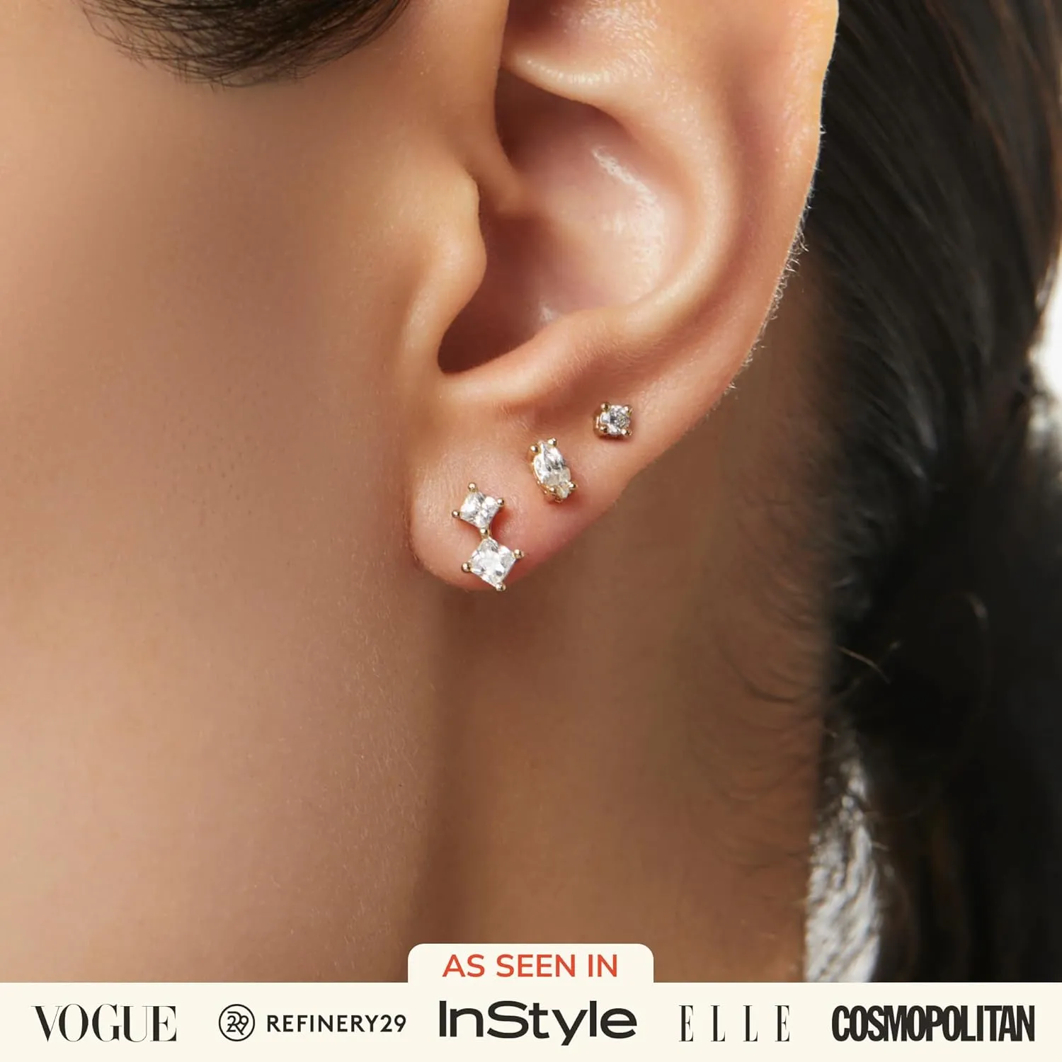 Ana Luisa Stud Earrings for Women Trendy - 14K Gold Plated and Silver Rhodium Plated Earring Studs - X Studs, Bow & Cubic Zirconia Styles - Hypoallergenic Water-Resistant Tarnish-Free Dainty Earrings