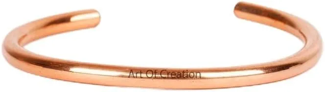 Art Of Creation Handmade Pure Copper Bracelet Adjustable Cuff And Kada For Unisex Bangle| For Men and Women | India Pattern