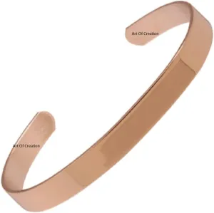 Art Of Creation Pure Copper Bracelets Cuff Bangle Solid Kada for Men and Women Handmade | for Unisex