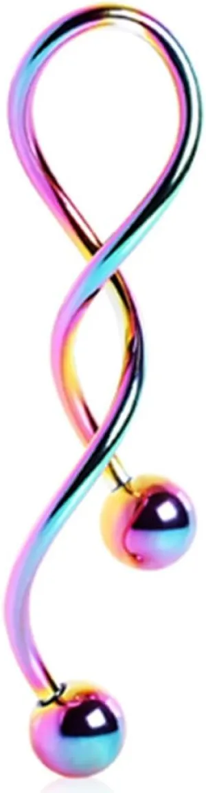 Assorted Spiral Twist Navel Ring 316L Surgical Steel Belly Button Body Piercing Rings 14 Gauge