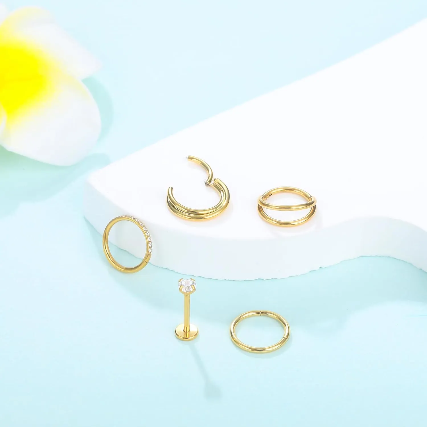 Aumeo 20G 18G 16G Nose Rings Hoops 316L Surgical Steel Double Hoop Nose Ring Septum Rings Threadless Nose Stud Tragus Helix Cartilage Daith Piercing Jewelry Silver Gold 7mm 8mm 9mm