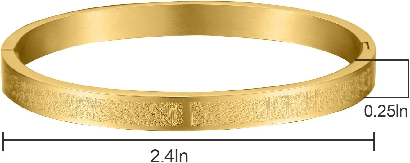 AYATUL KURSI Islamic Jewelry Bracelets Stainless Steel Openable Bangles Arabic Calligraphy Islamic Faith Gifts Messager Islamic Calligraphy Muslim Men Jewelry Bracelets Gift for Women