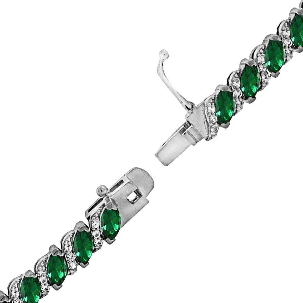 B. BRILLIANT Bracelet for Women, Birthstone Bracelet, Marquise Cut Genuine or Synthetic Gemstone Bracelet, Tennis Bracelet, Sterling Silver Bracelets or Gold Flash Silver Bracelet with Gift Box