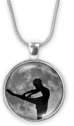 Ballerina Dreamer Round Glow in the Dark Round Pendant on Chain/Necklace/Ballet Jewelry