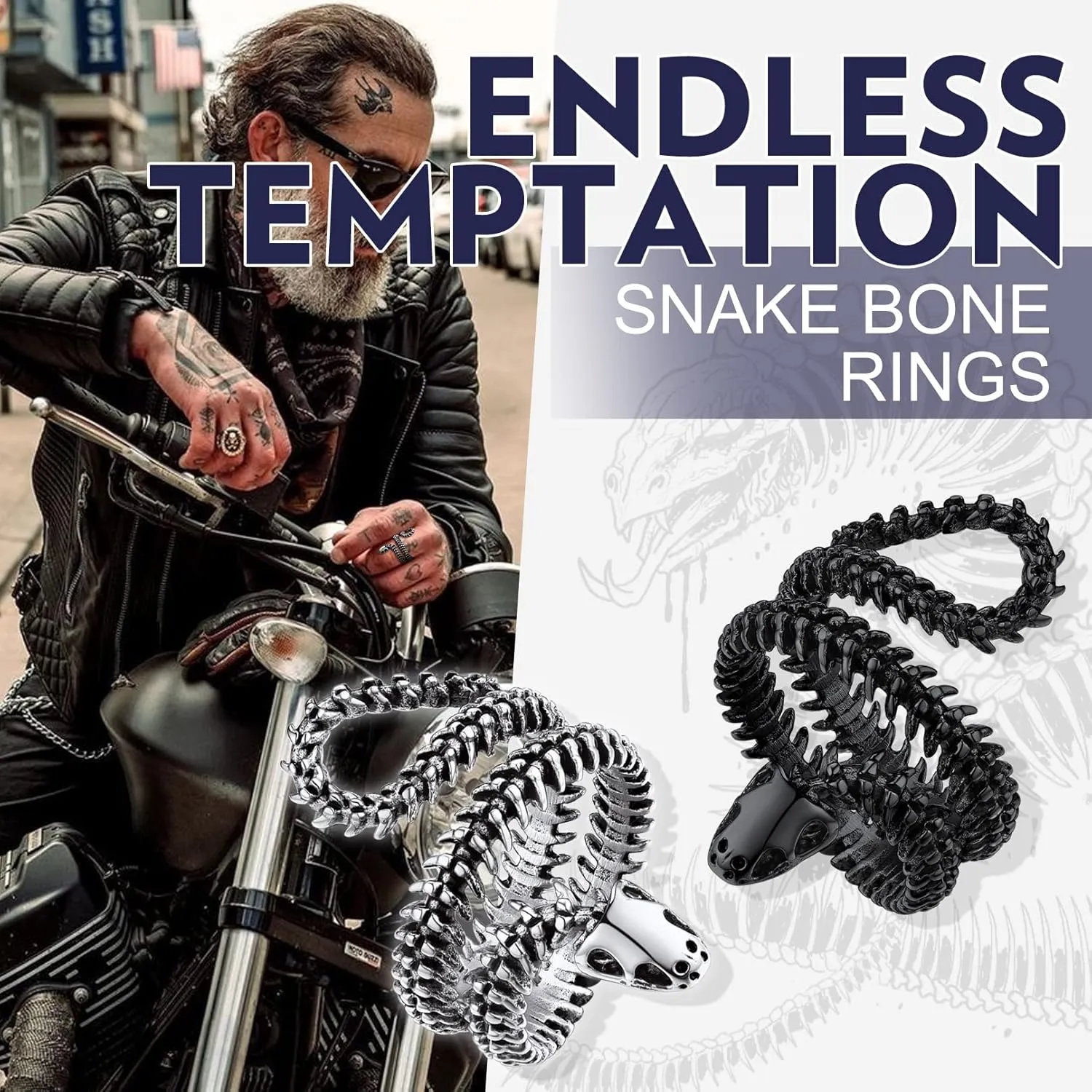 Bandmax Animal Rings for Men Women, Stainless Steel Retro Style Gorilla/Dragon/Snake/Plague Doctor Ring Gothic Punk Hip Hop Rings Size 7-14