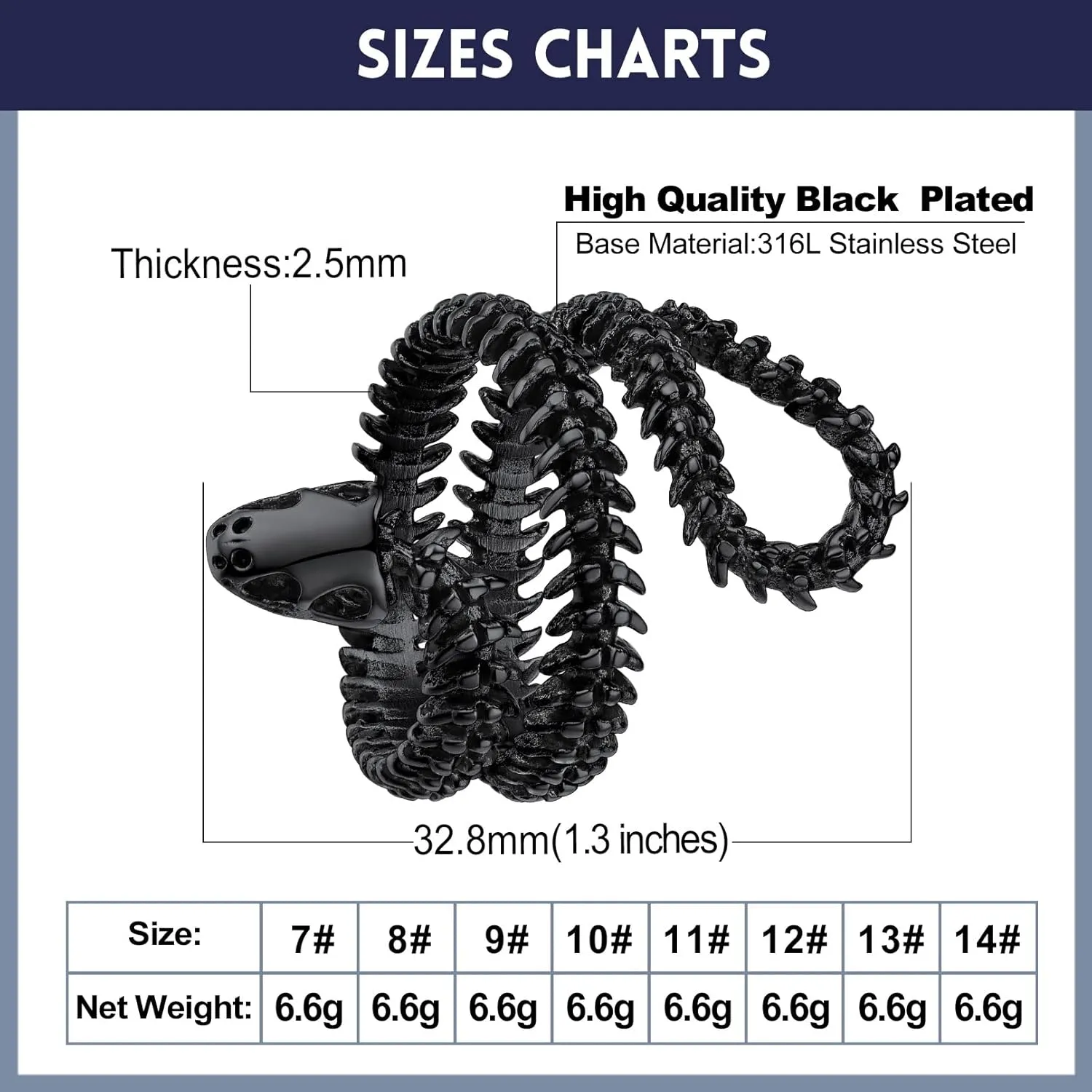 Bandmax Animal Rings for Men Women, Stainless Steel Retro Style Gorilla/Dragon/Snake/Plague Doctor Ring Gothic Punk Hip Hop Rings Size 7-14