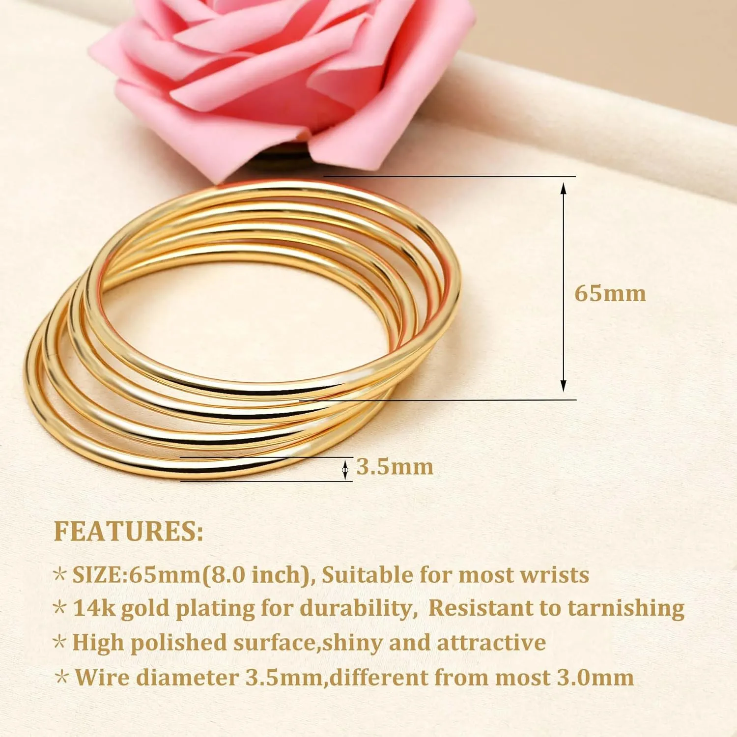 Bangle Bracelets for Women,14k Gold Bracelet Stack Dainty Layered Gold Bangles Bracelets,Timeless Chunky Gold Bracelet Indian Jewelry Sets for Women