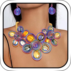 Barode Statement Choker Necklaces Earrings African Colorful Flower Collar Floral Ethnic Costume Jewelry Set for Women