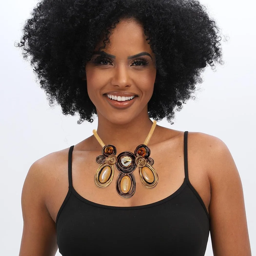 Barode Statement Choker Necklaces Earrings Gold African Chunky Collar Ethnic Indian Tribal Costume Jewelry Set for Women
