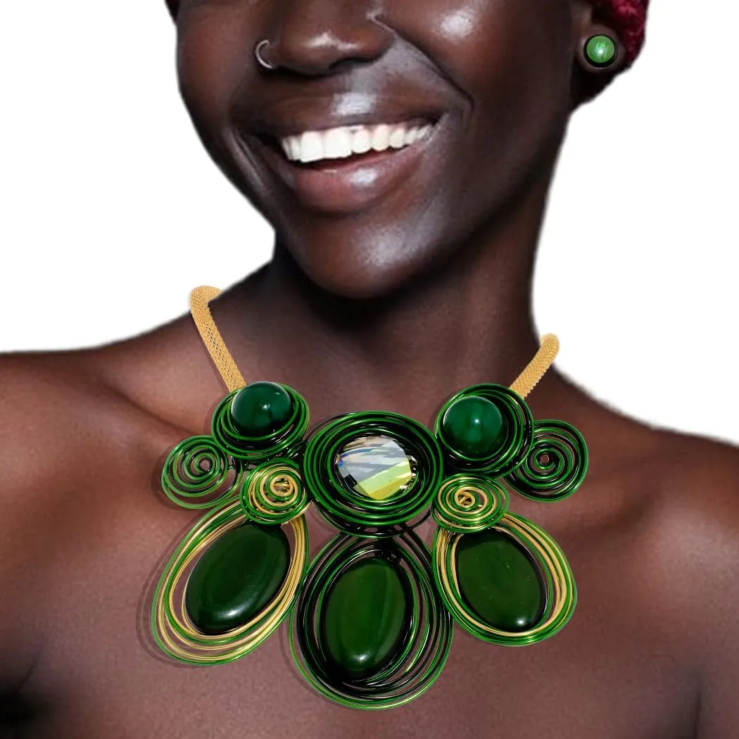 Barode Statement Choker Necklaces Earrings Gold African Chunky Collar Ethnic Indian Tribal Costume Jewelry Set for Women