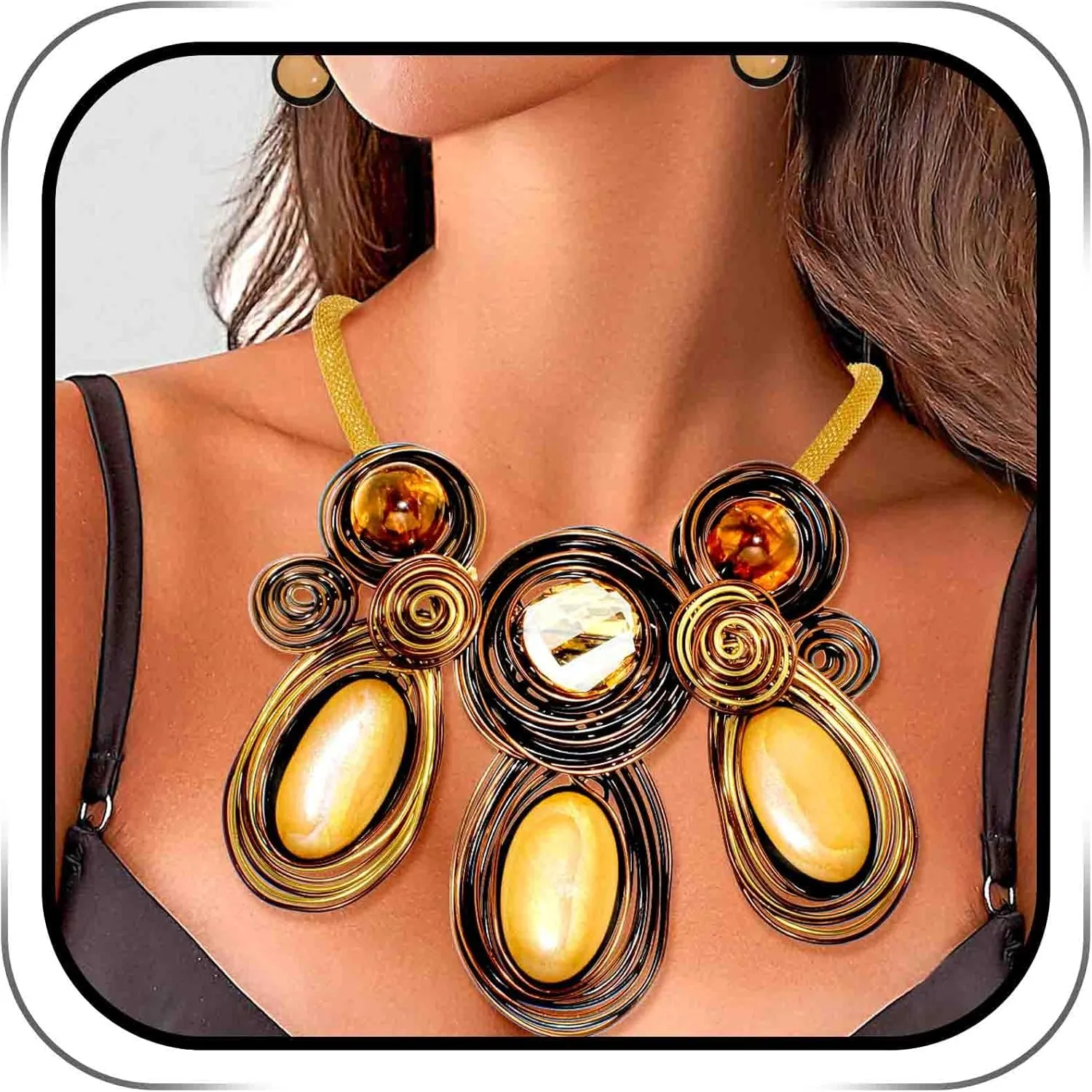 Barode Statement Choker Necklaces Earrings Gold African Chunky Collar Ethnic Indian Tribal Costume Jewelry Set for Women