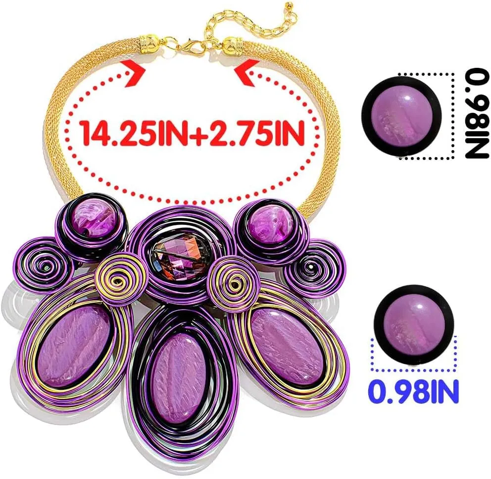 Barode Statement Choker Necklaces Earrings Gold African Chunky Collar Ethnic Indian Tribal Costume Jewelry Set for Women