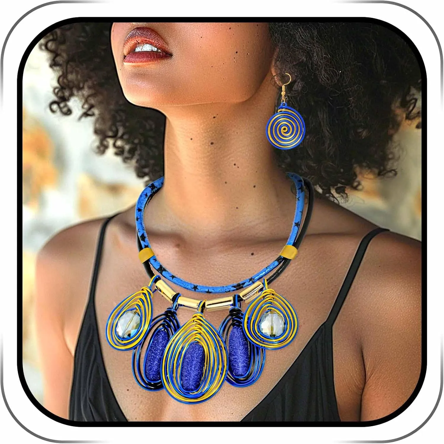 Barode Statement Choker Necklaces Earrings Gold African Chunky Collar Ethnic Indian Tribal Costume Jewelry Set for Women