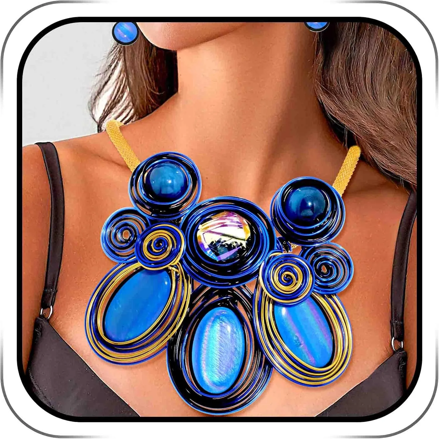 Barode Statement Choker Necklaces Earrings Gold African Chunky Collar Ethnic Indian Tribal Costume Jewelry Set for Women