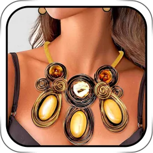 Barode Statement Choker Necklaces Earrings Gold African Chunky Collar Ethnic Indian Tribal Costume Jewelry Set for Women
