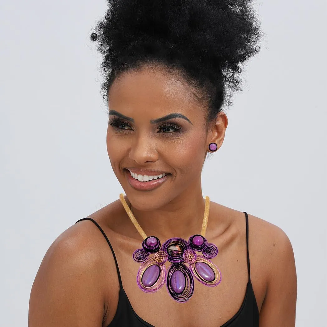 Barode Statement Choker Necklaces Earrings Gold African Chunky Collar Ethnic Indian Tribal Costume Jewelry Set for Women