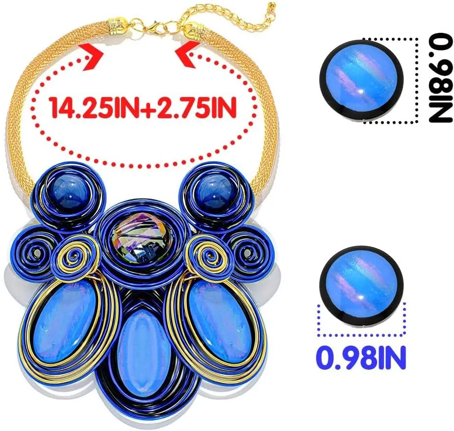 Barode Statement Choker Necklaces Earrings Gold African Chunky Collar Ethnic Indian Tribal Costume Jewelry Set for Women