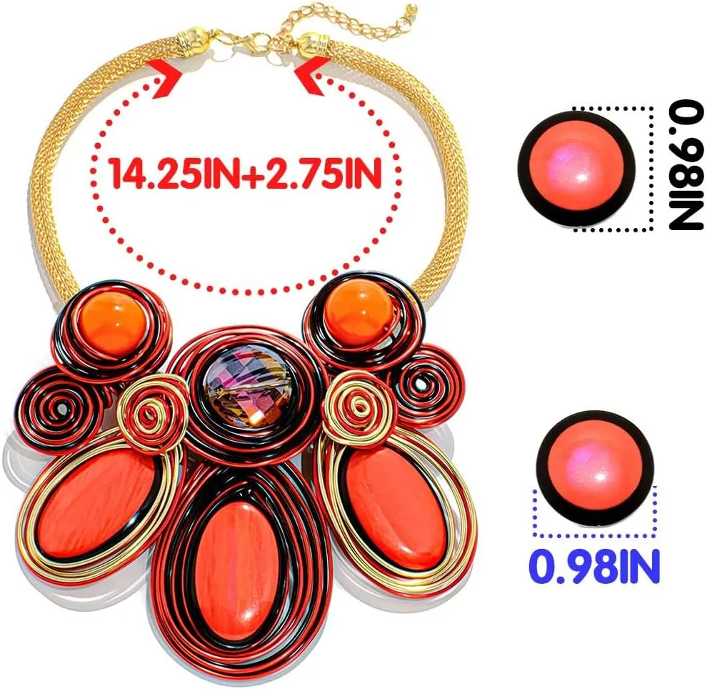 Barode Statement Choker Necklaces Earrings Gold African Chunky Collar Ethnic Indian Tribal Costume Jewelry Set for Women