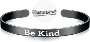 Be Kind of A bicth Bracelet for Women, Stainless Steel Cuff Handmade Engraved Inspirational Silver Bracelet Inspirational Jewelry Gifts for Women
