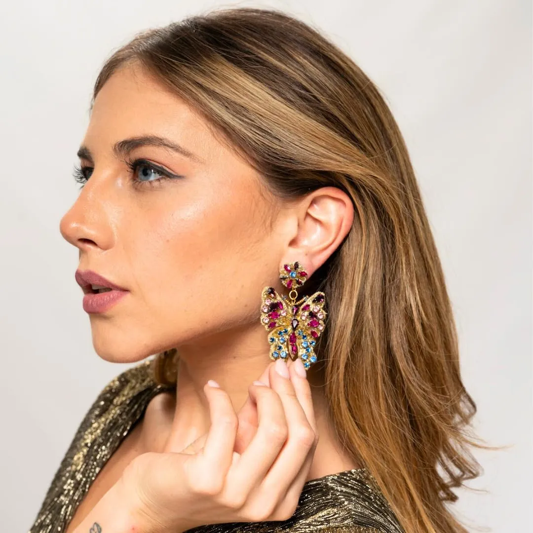Beaded Butterfly Earrings for Women Girls, butterfly wing earrings, Statement Dangle Wing Earrings for Prom, Vani Trapani