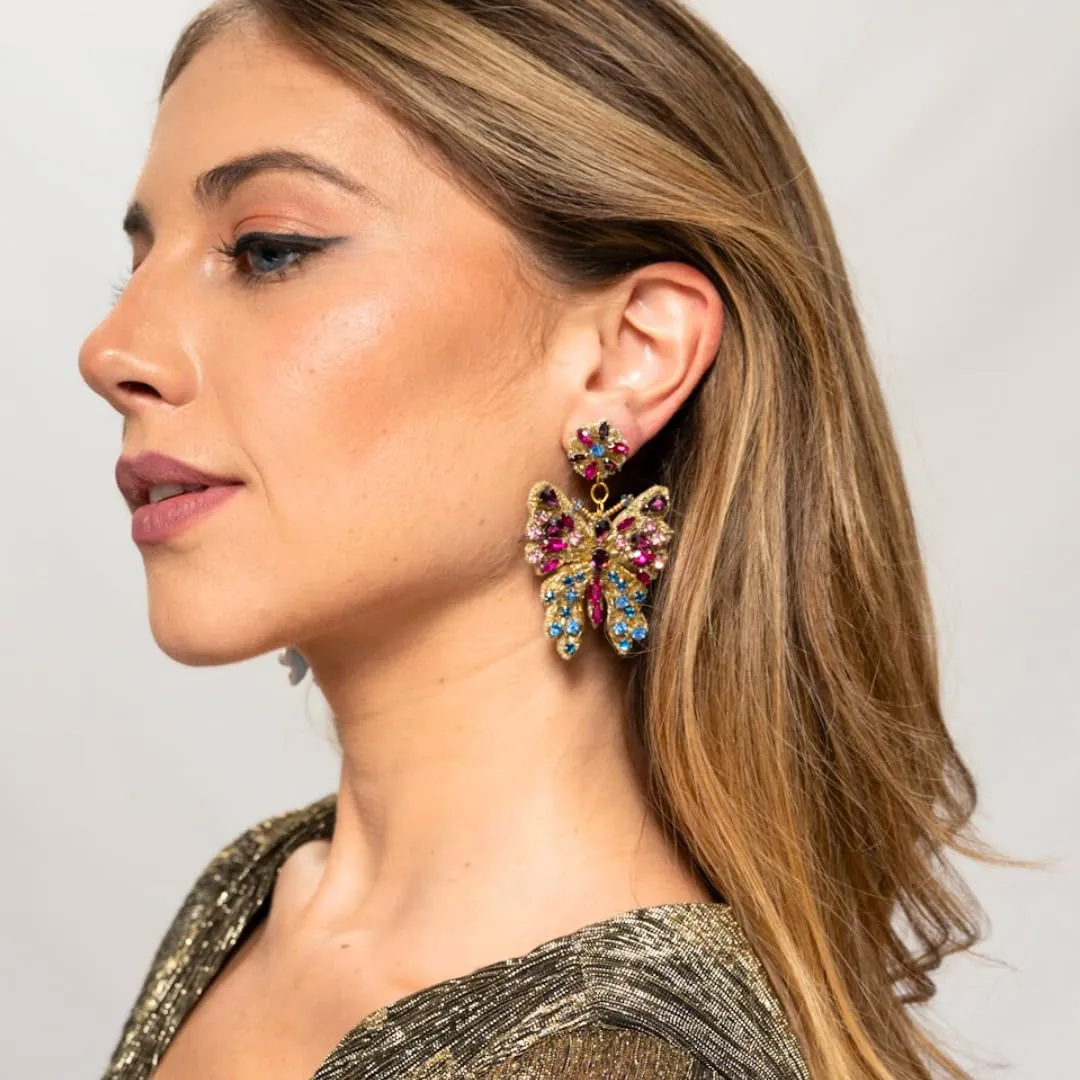Beaded Butterfly Earrings for Women Girls, butterfly wing earrings, Statement Dangle Wing Earrings for Prom, Vani Trapani