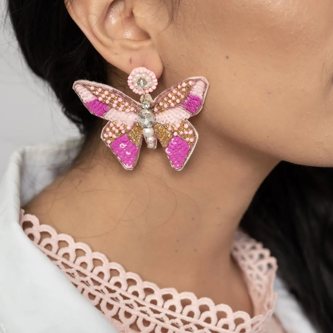 Beaded Butterfly Earrings for Women Girls, butterfly wing earrings, Statement Dangle Wing Earrings for Prom, Vani Trapani
