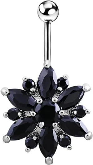 Belly Rings for Women Flower, Belly Button Rings Stainless Steel Navel Piercing Body Jewelry Cubic Zirconia