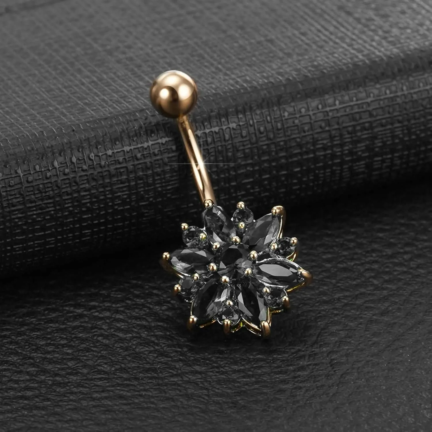Belly Rings for Women Flower, Belly Button Rings Stainless Steel Navel Piercing Body Jewelry Cubic Zirconia