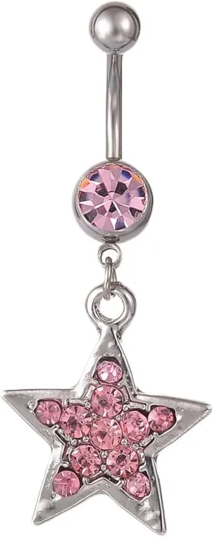 Belly Rings for Women Hypoallergenic, Stainless Steel Piercing Jewelry Belly Button Rings Body Star Shape with Cubic Zirconia