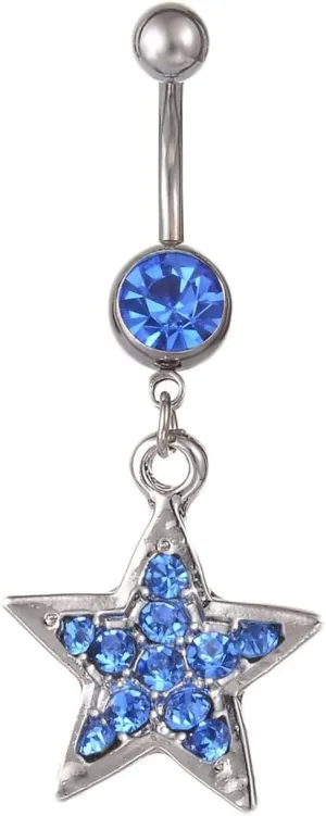Belly Rings for Women Hypoallergenic, Stainless Steel Piercing Jewelry Belly Button Rings Body Star Shape with Cubic Zirconia