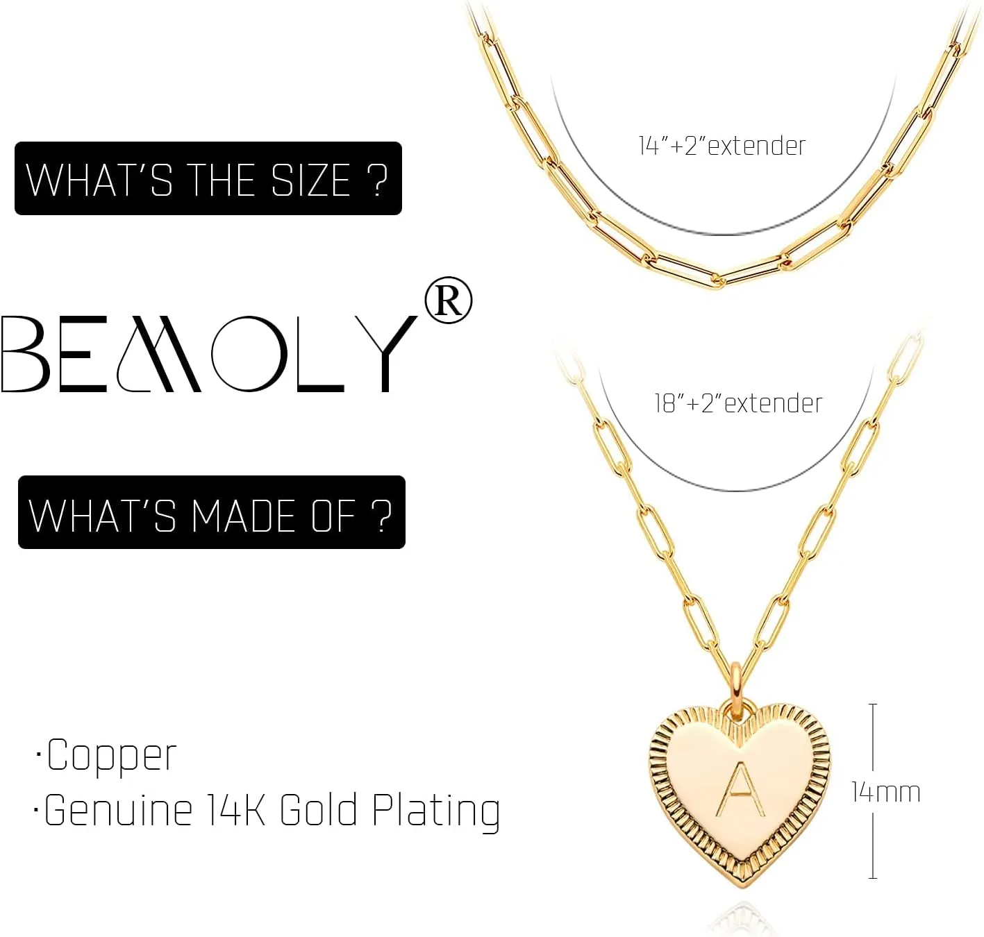 Bemoly Gold Initial Necklace for Women Set Choker Layered Chain Pendant Disc 26 Letter A-Z 14K Gold Plated Simple Dainty Personalized Alphabet Jewelry Birthday Gift