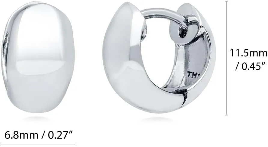 BERRICLE Sterling Silver Dome Mini Fashion Hoop Huggie Earrings for Women 0.45 inch (Yellow Gold Flashed, Rhodium Plated)